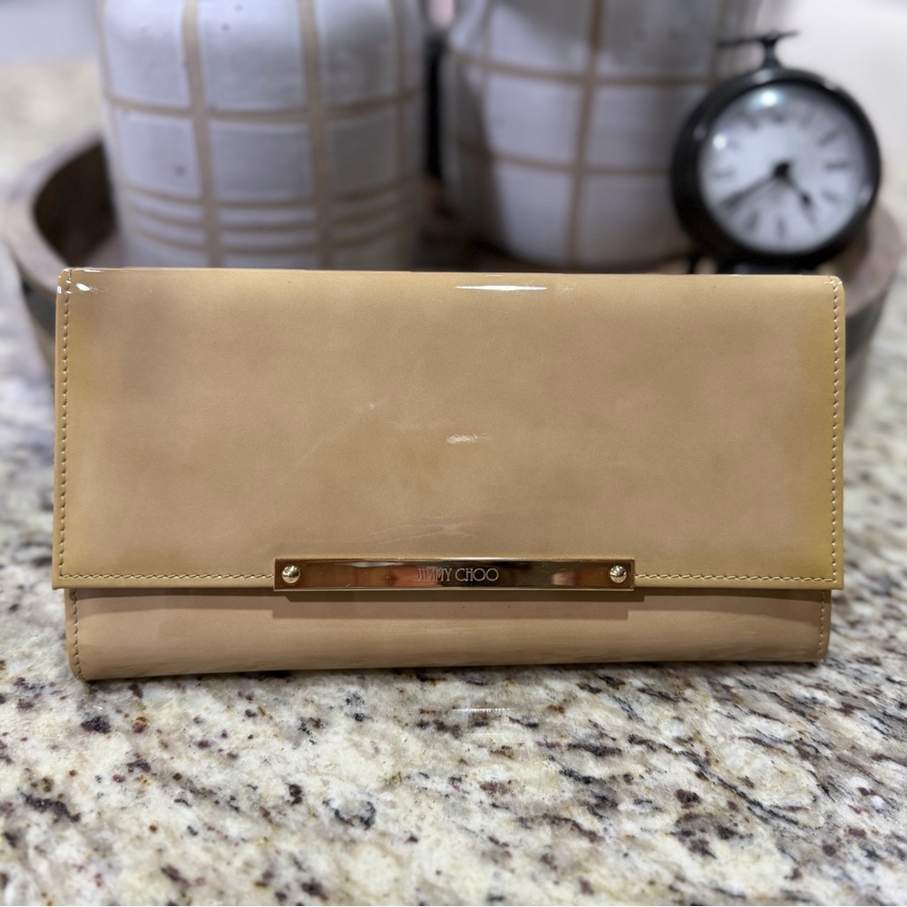 Jimmy Choo Milla GLE Champagne Leather Clutch